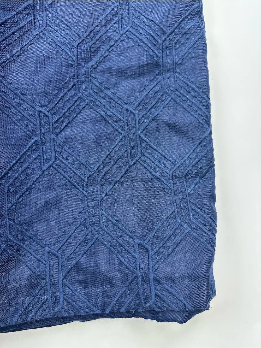 Everhome Embroidered Diamondweave Blue Blackout Curtain 50 x 95 inches